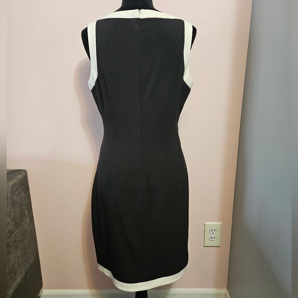 Ralph Lauren Black & White Midi Party Cocktail Sheath Dress 🤍 Size 10 🖤 NWT - Picture 5 of 11